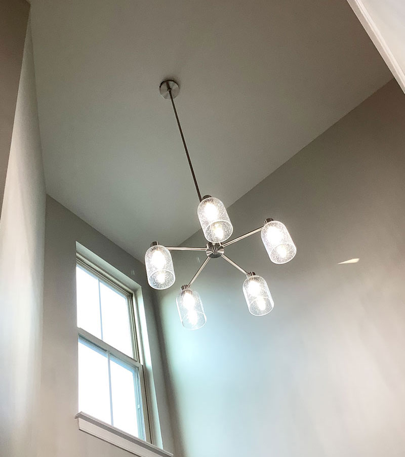 Staircase Chandelier installation raleigh
